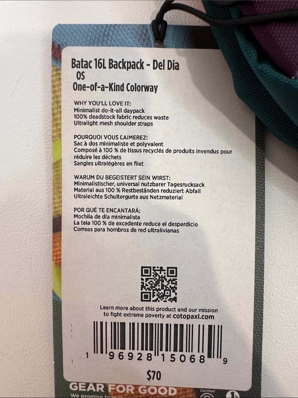 Cotopaxi Batac Del Día 16L Backpack One-of-a-Kind Multicolor Lightweight Daypack - Picture 7 of 7